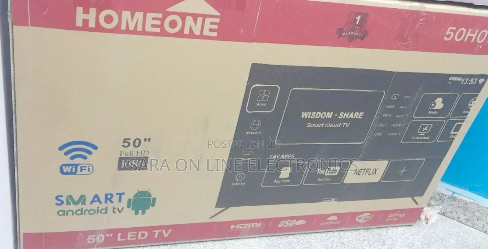 HOME ONE 50" SMART TV – UHD, Android 12, Hi-Fi Sound