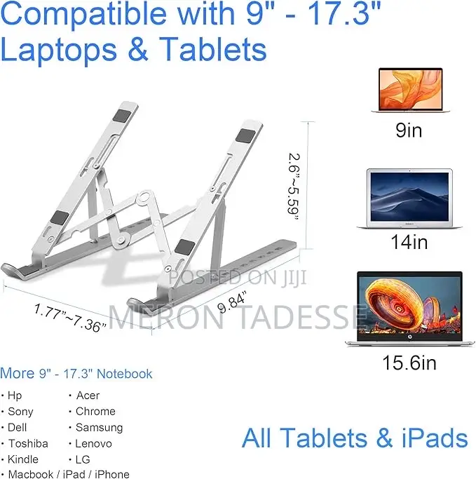 ላፕቶፕ ማስቀመጫ Adjustable Laptop Stand for Comfortable Work