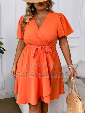 Women's Small Size Butterfly Sleeve Ruffle Trim Wrap Hem B