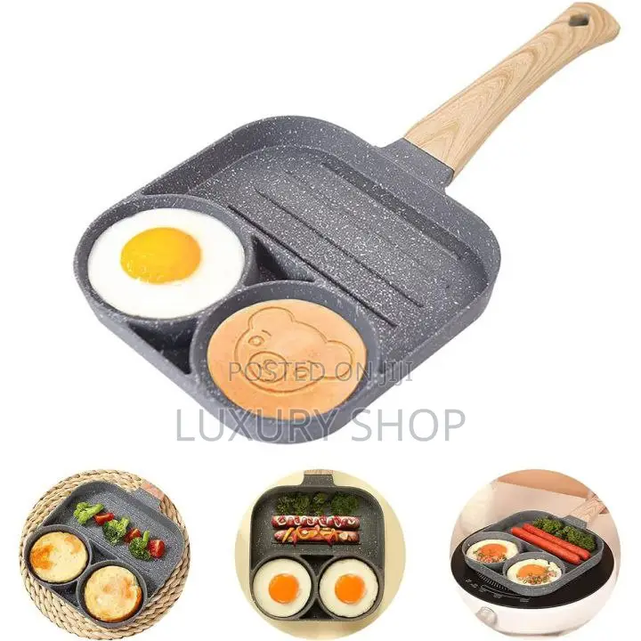 3 Partitioned Nonstick Omlett, Egg Hamburger Maker Pan