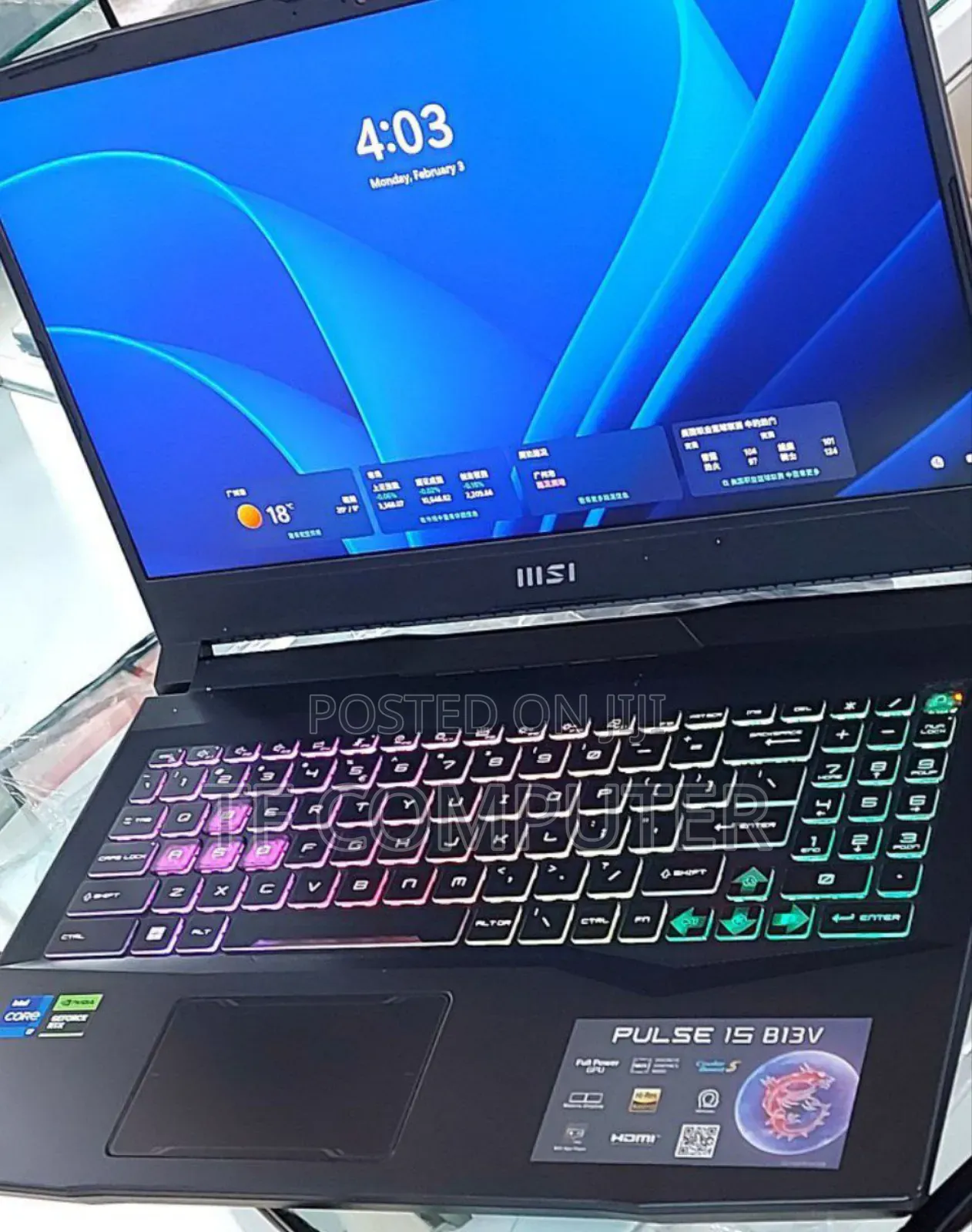 New Laptop MSI Pulse GL66 16GB Intel Core I7 SSD 1T