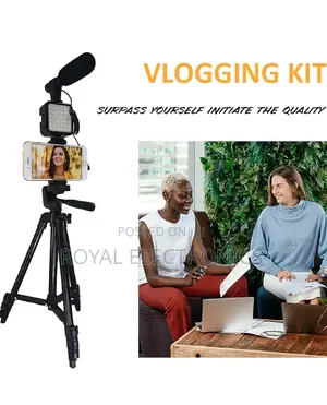 Universal Tripod With Cold Shoe Microphone and Fill Light