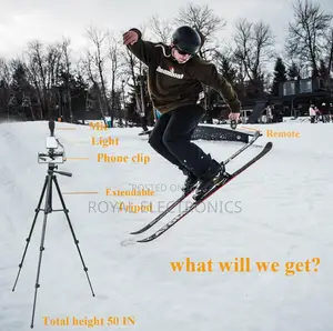 Universal Tripod With Cold Shoe Microphone and Fill Light