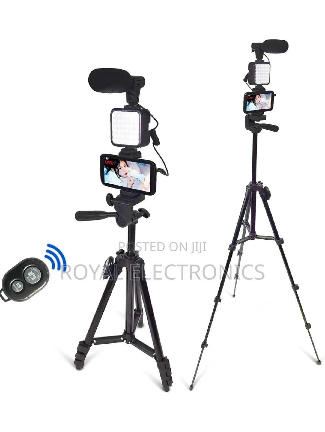 Universal Tripod With Cold Shoe Microphone and Fill Light