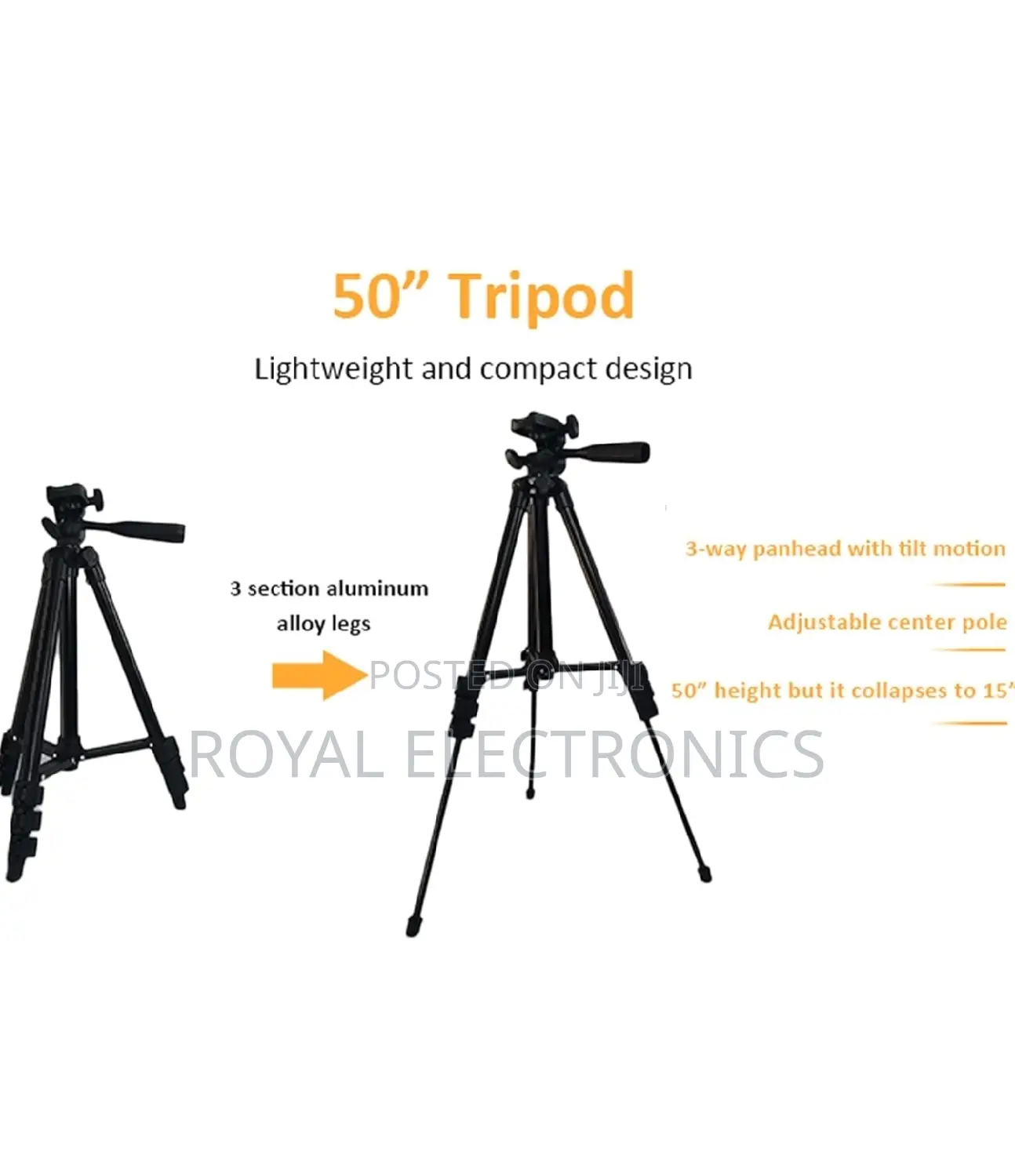 Universal Tripod With Cold Shoe Microphone and Fill Light