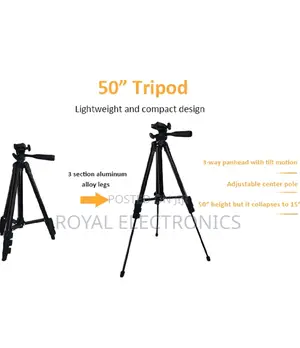 Universal Tripod With Cold Shoe Microphone and Fill Light