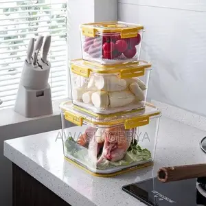 3 Airtight Square Timing Keeping Fresh Refrigerator Food