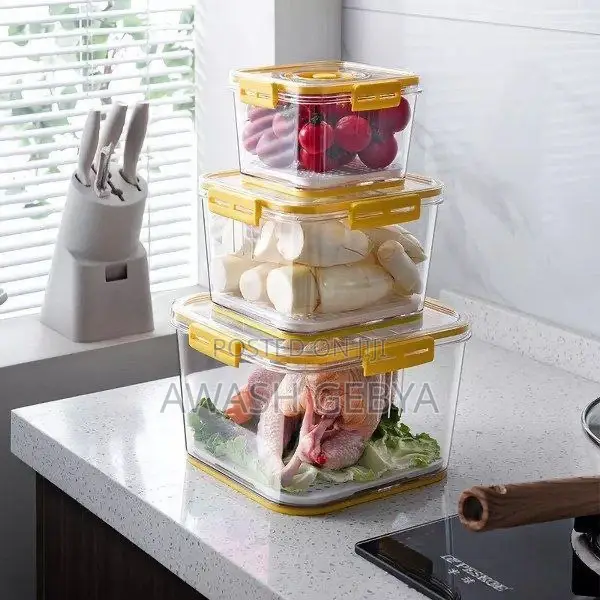 3 Airtight Square Timing Keeping Fresh Refrigerator Food