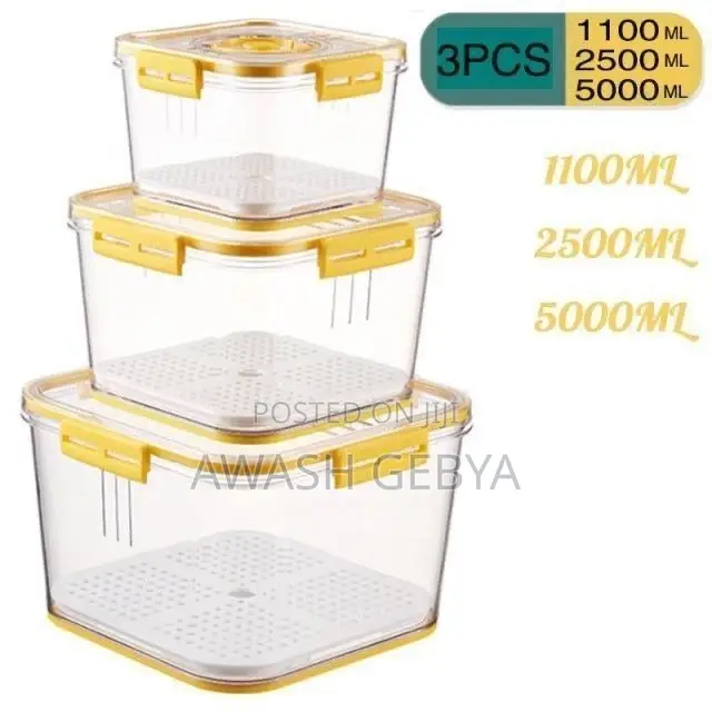 3 Airtight Square Timing Keeping Fresh Refrigerator Food