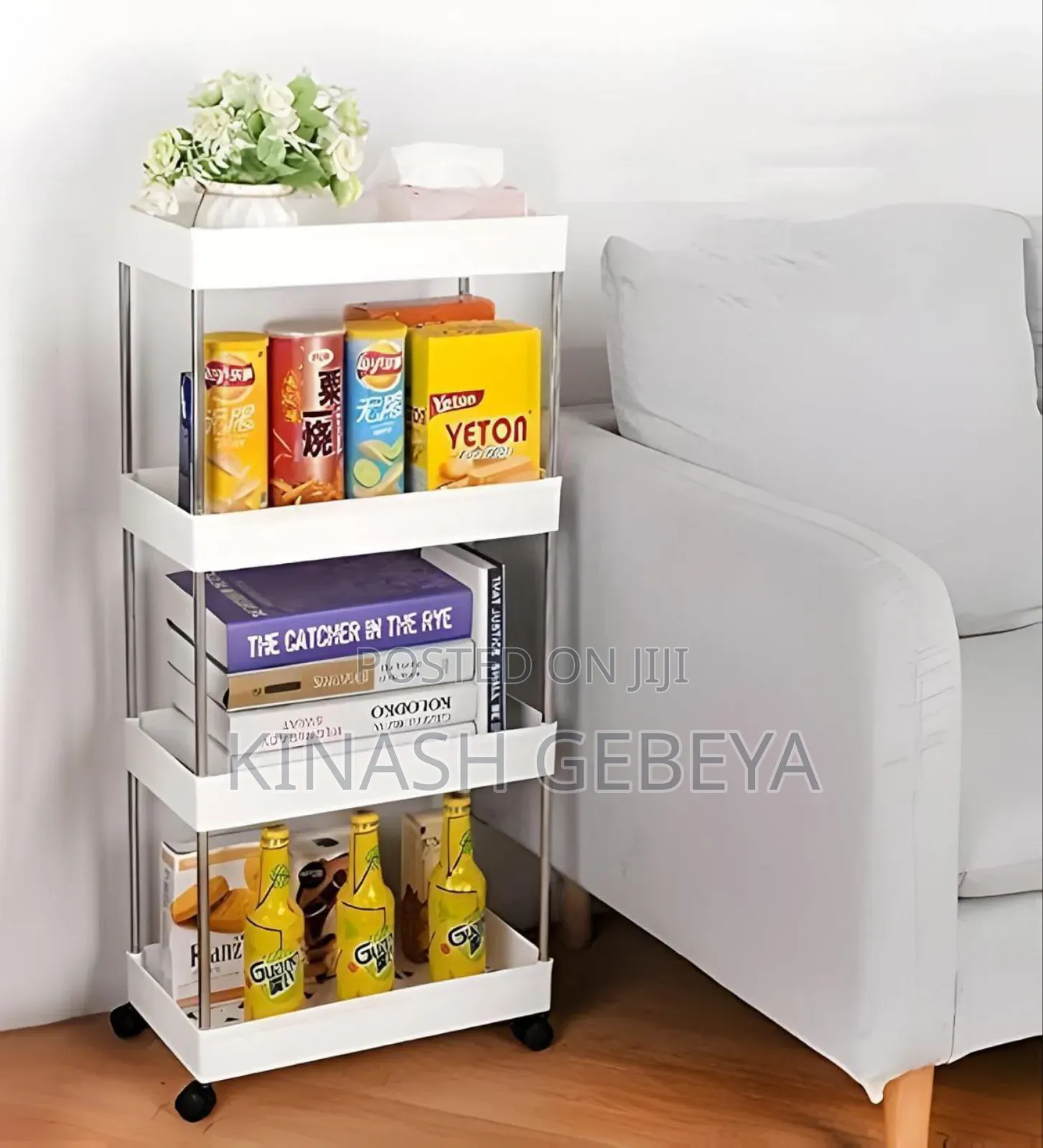 4 Tier Portable Storage Rack(ባለ 4 ጎማ)