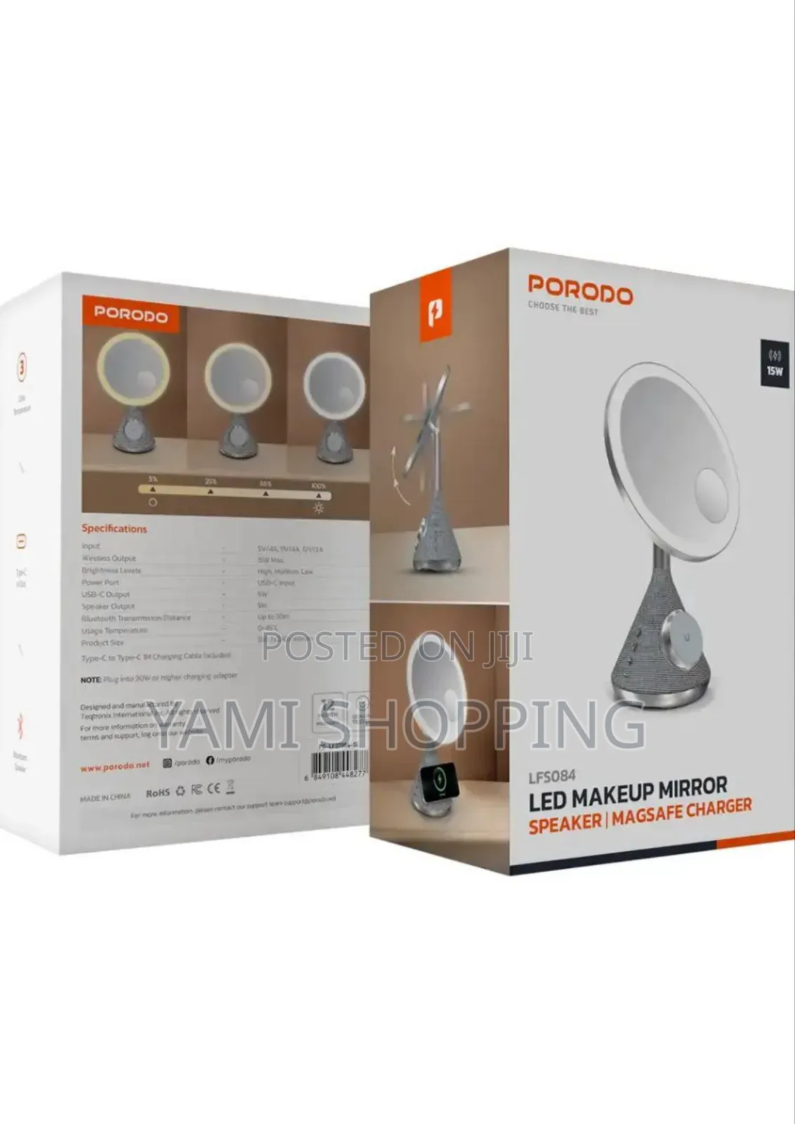 Porodo 4-in-1 LED Makeup Mirror