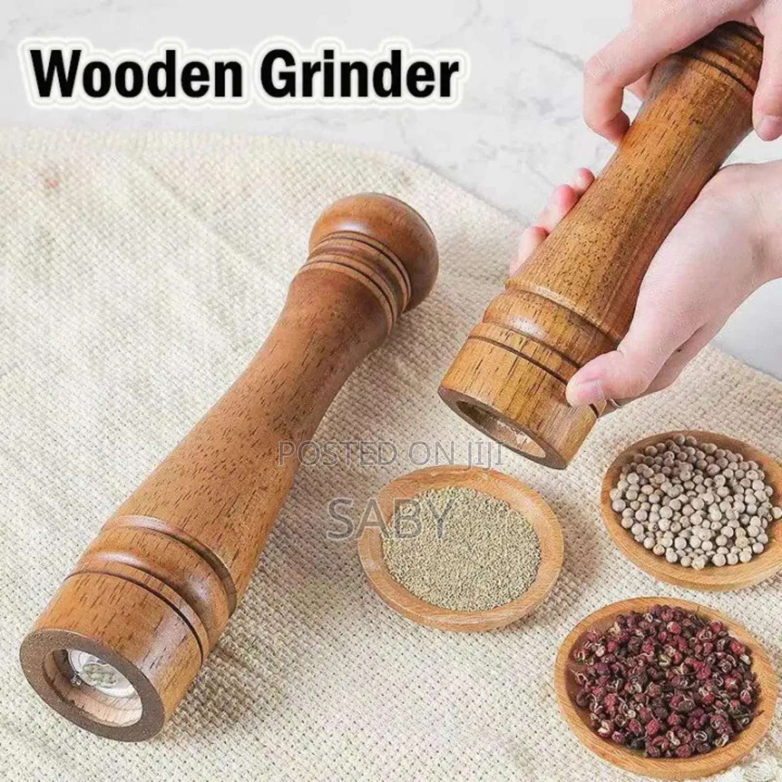 Wooden Pepper Grinder Spice Container
