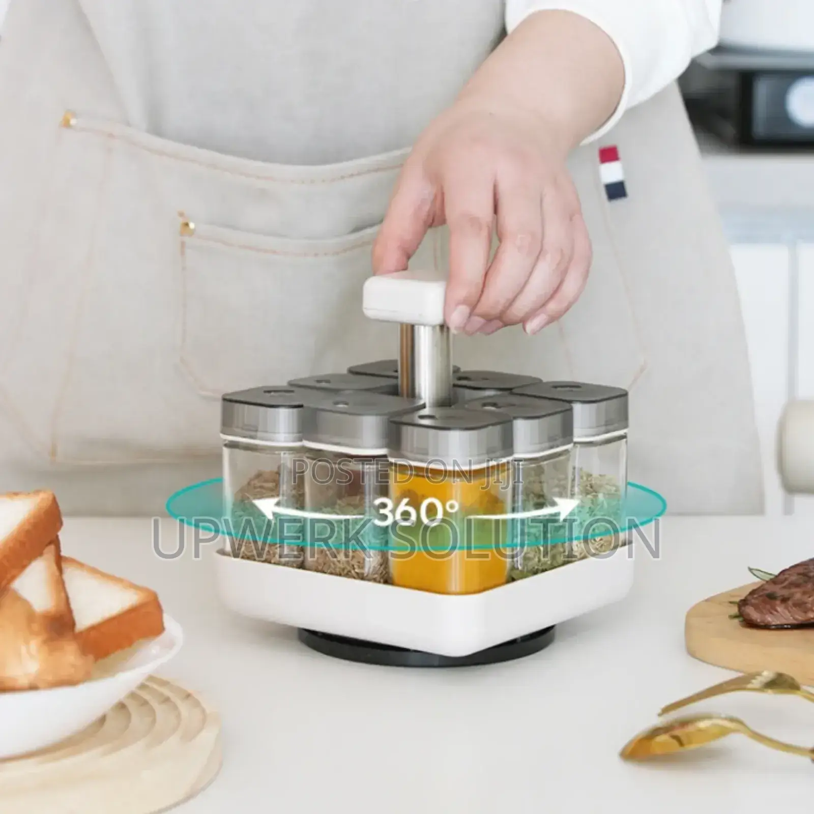  8pcs Rotating Spice Rack የጥራጥሬ ማስቀመጫ