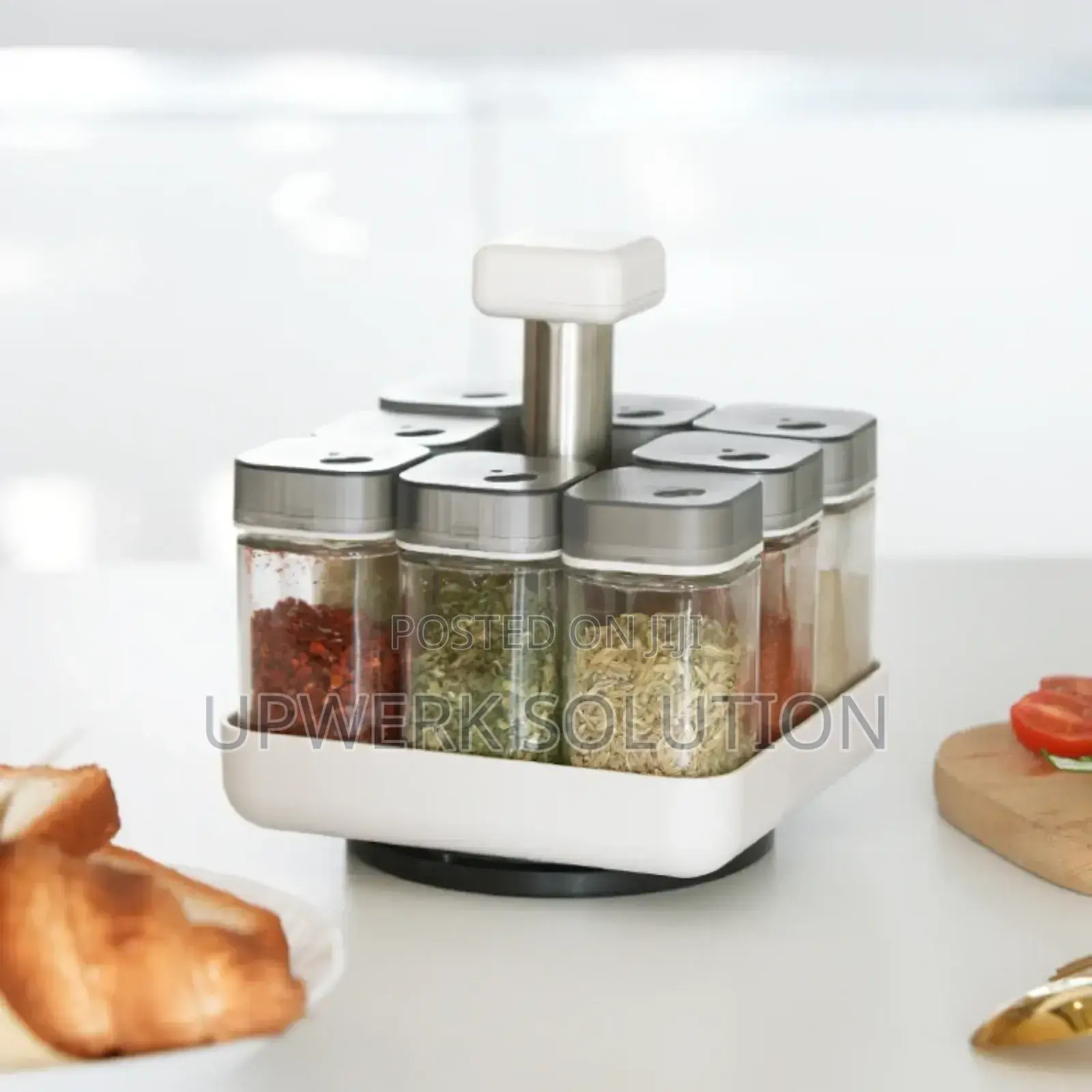  8pcs Rotating Spice Rack የጥራጥሬ ማስቀመጫ