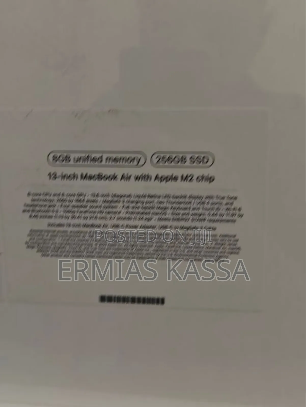 New Laptop Apple MacBook Air 2022 M2 8GB Apple M2 SSD 256GB