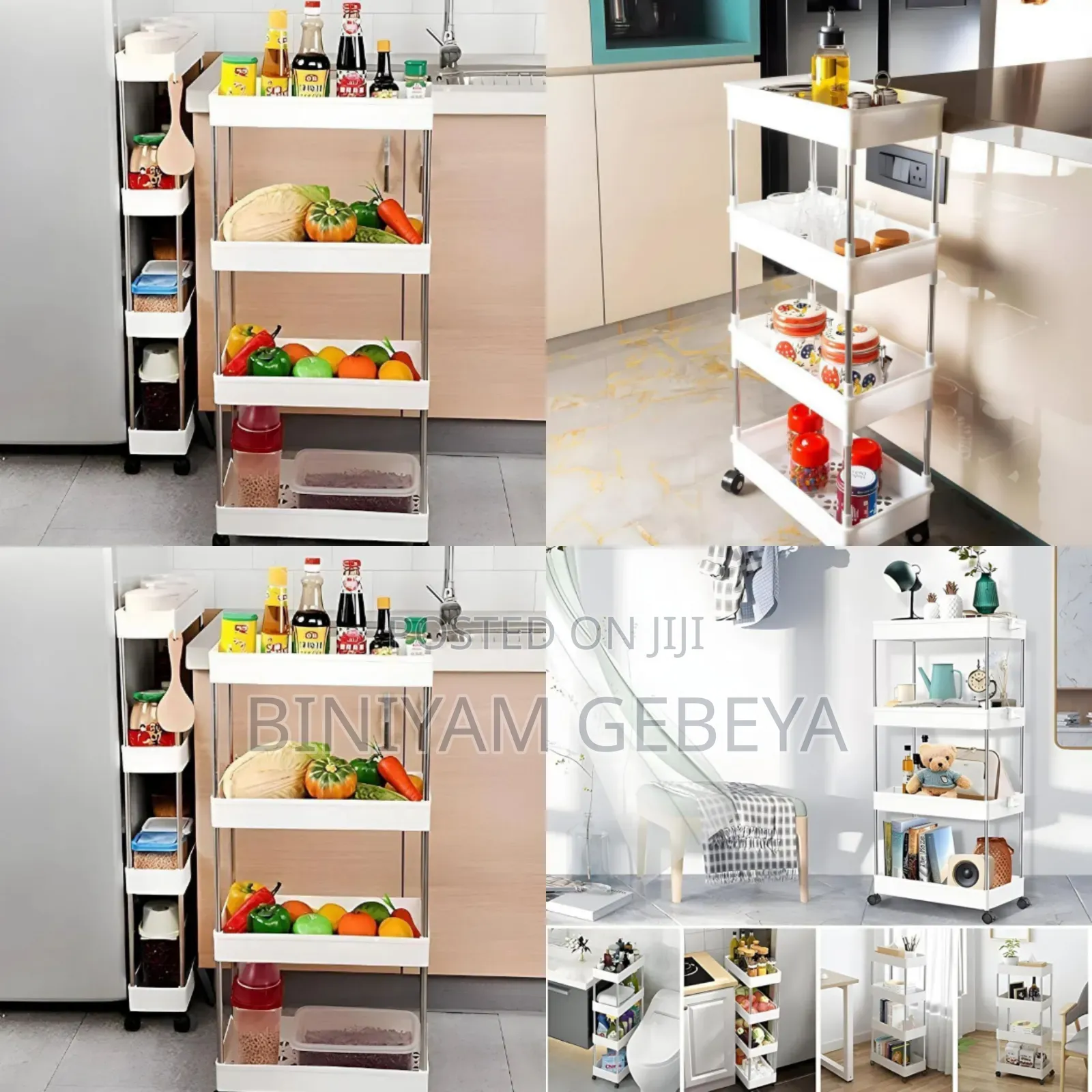 Original ለኪችንዎ ዉበት ጠንካራ 4 Tier Moveable Storage Rack