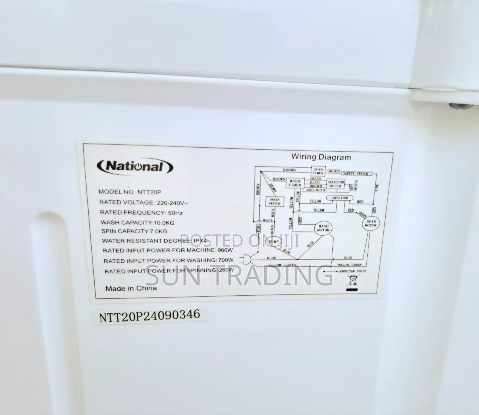 National 16kg 20kg Twin Tub Copper Motor Washing Machines