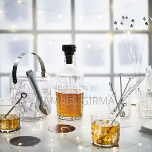 Glass Ice Bucket With Stainless Steel Handle