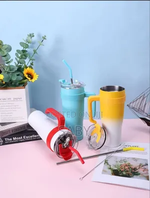 Double Layer Stainless Still Isolated Tumblers With Straw