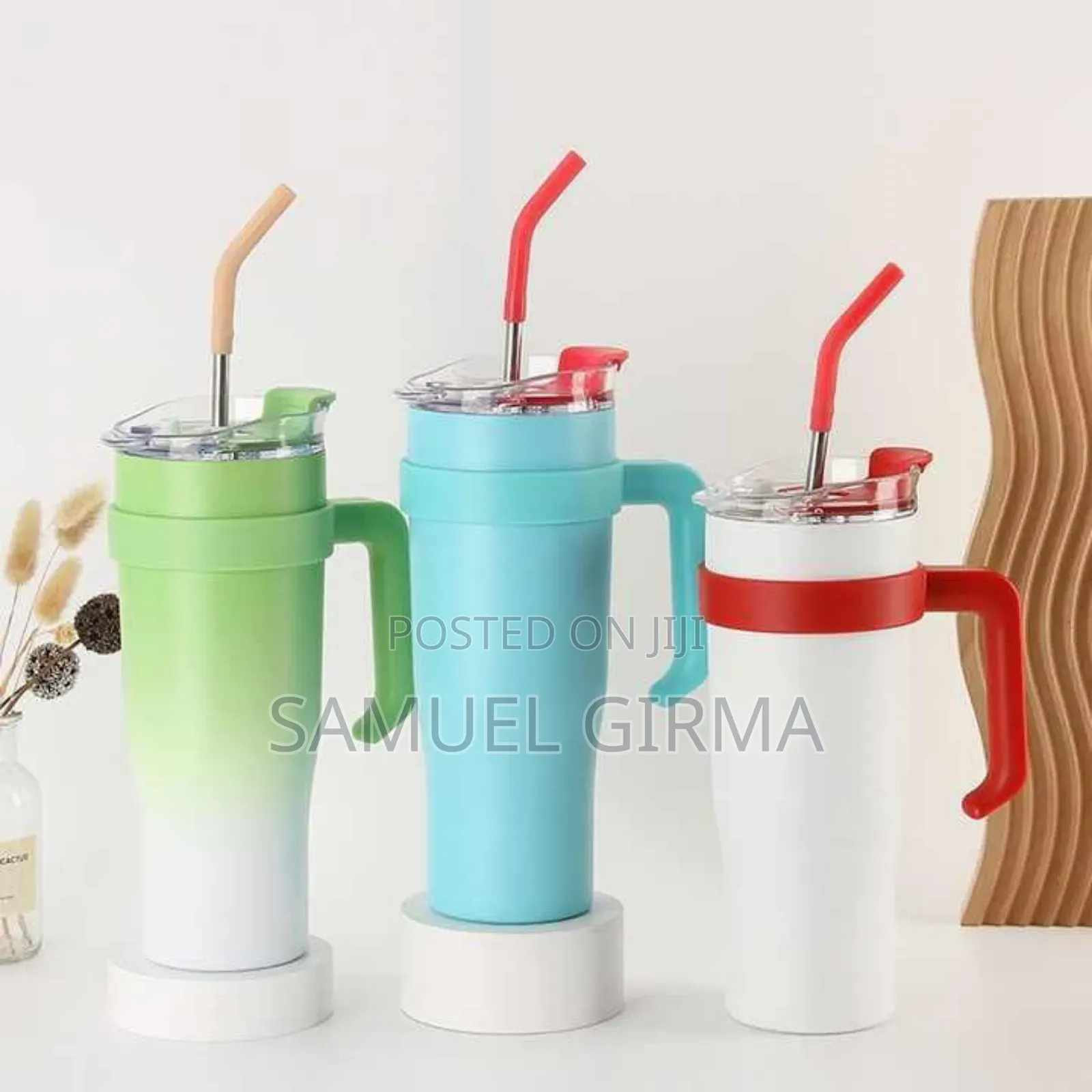 Double Layer Stainless Tumblers With Straw (Travel Cup)