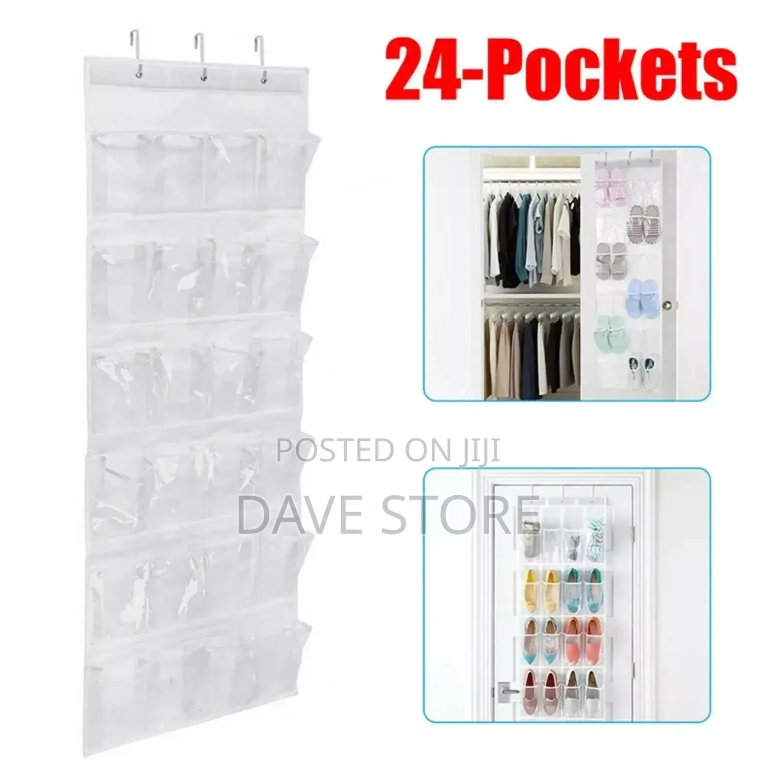 24 Pocket Over the Door Shoe Organizer
