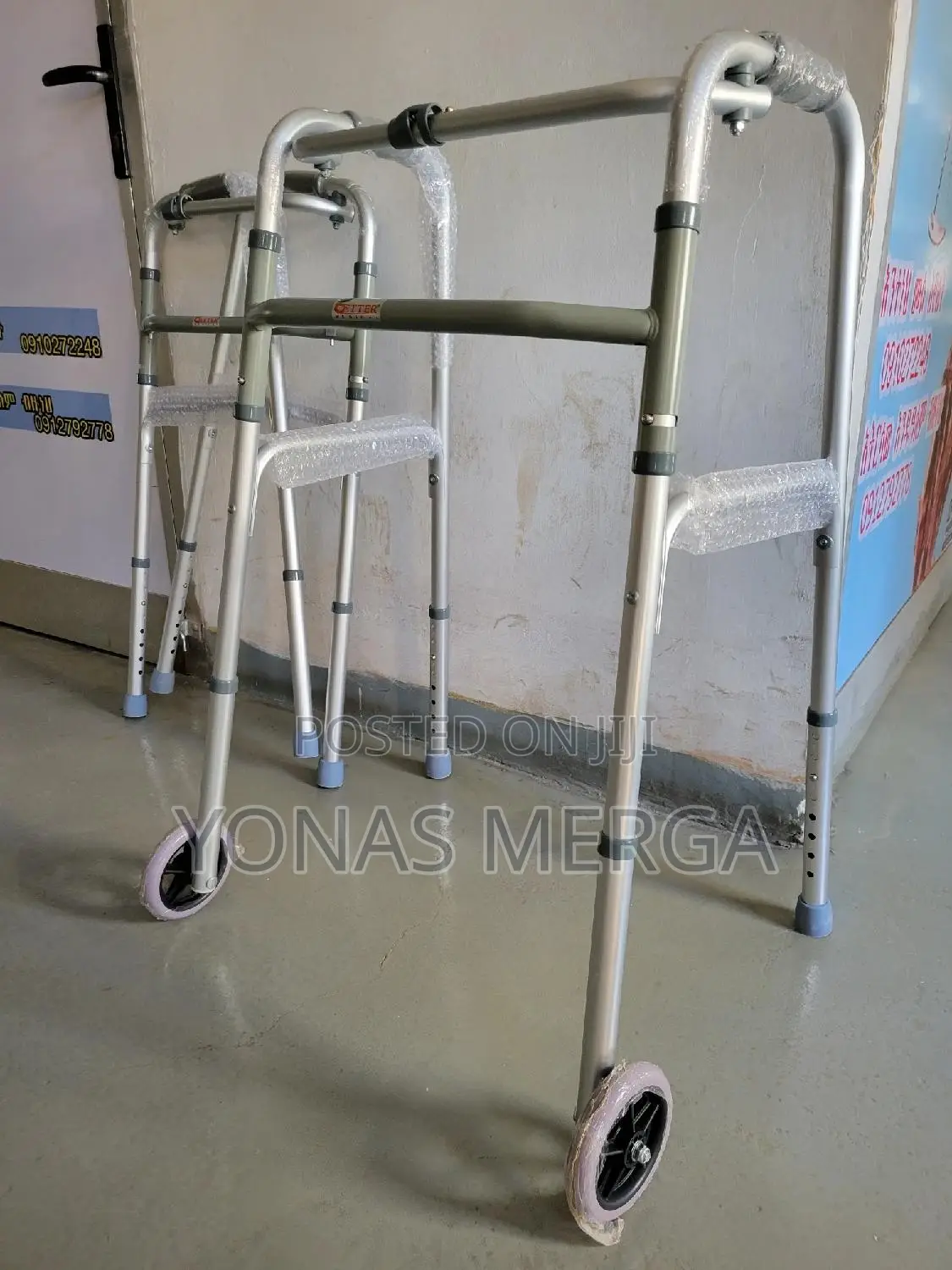 Height Adjustable Folding Walker፩十walker፵[]Walking Frame+Aid