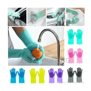 ከፍተኛ ሙቀት መቋቋም የሚችል 2pcs Silicone Dish Washing Glove