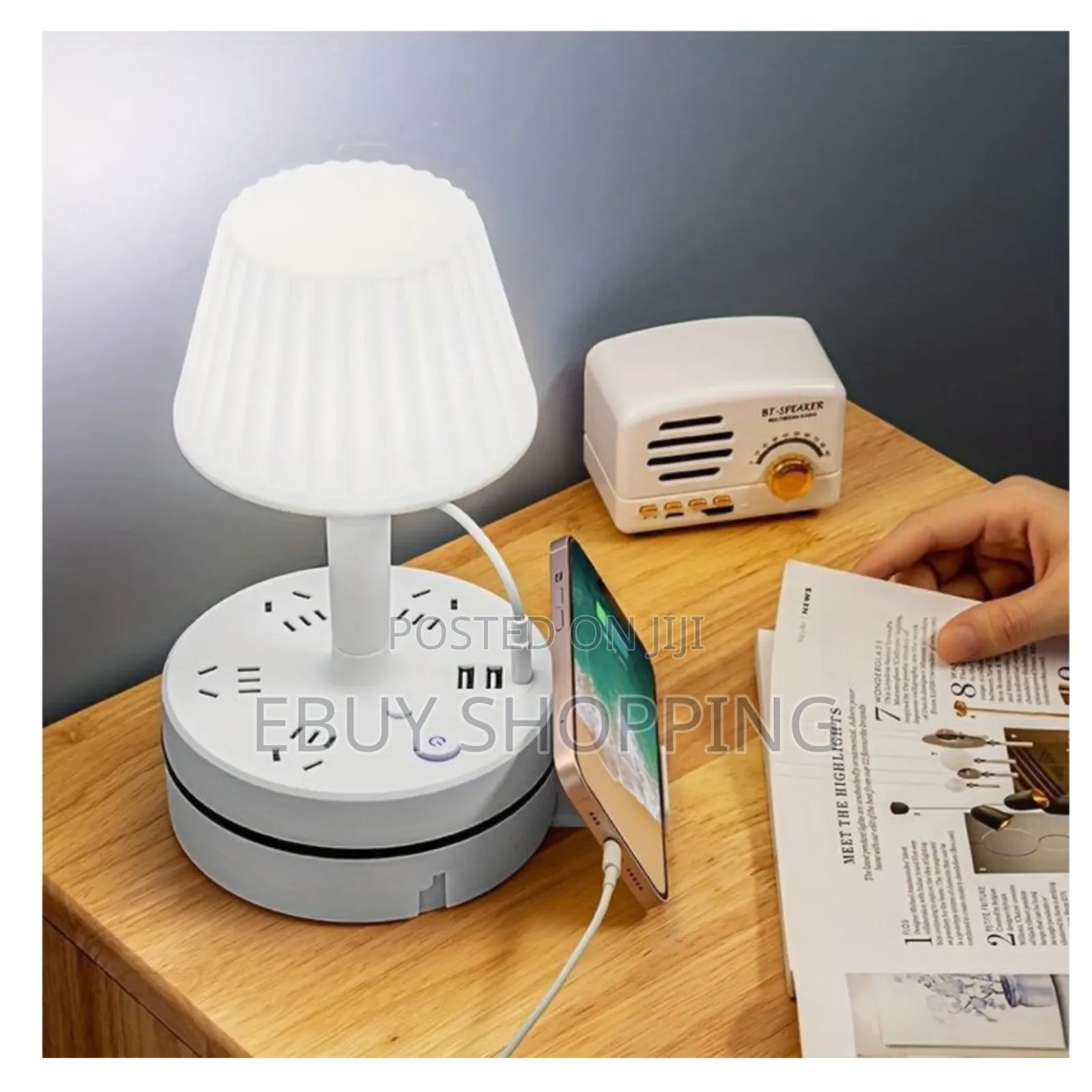 3-in-1 Desk Lamp: Adjustable Light, Usb Charger Power Socket