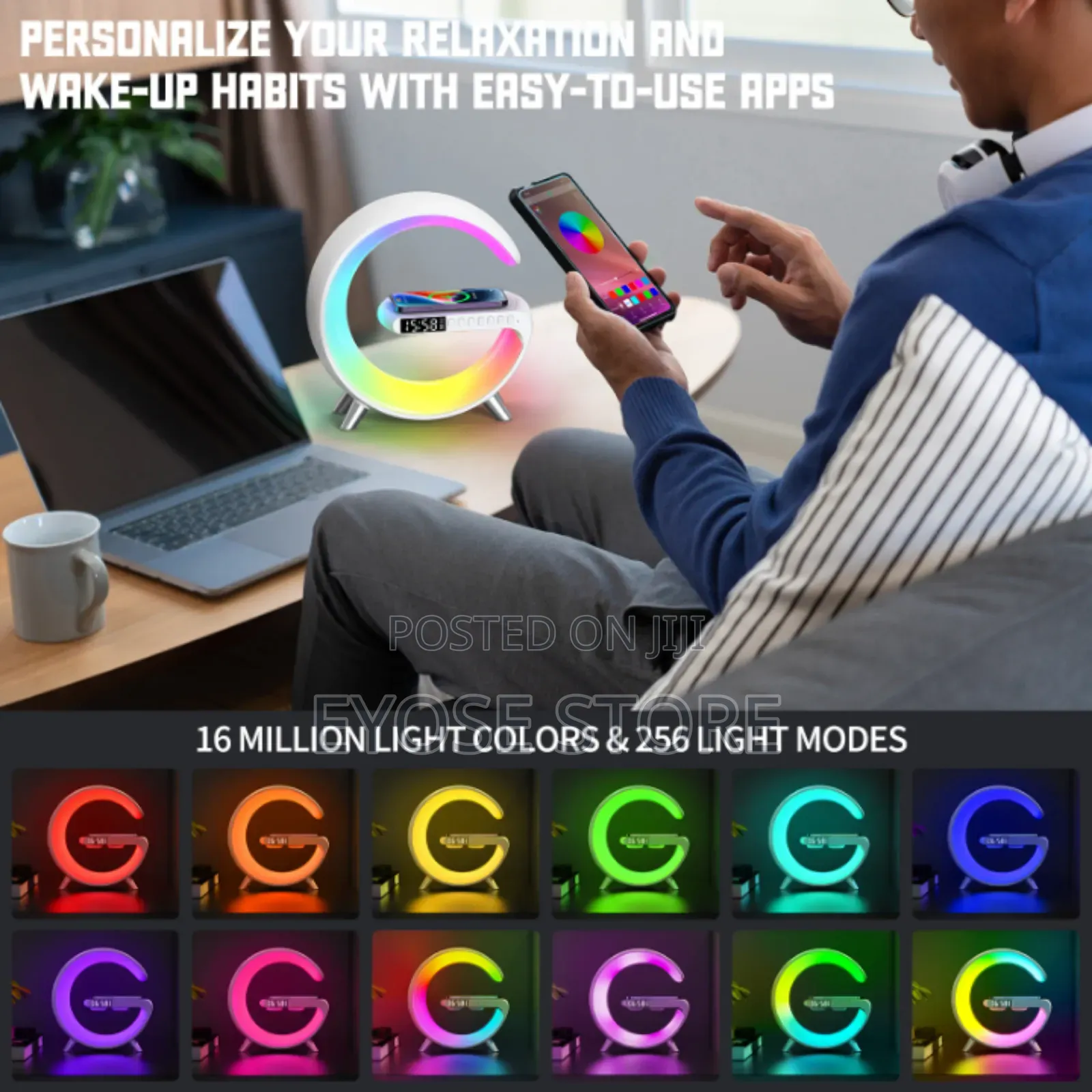 G-Shape Lamp With Wireless Charger and Bluetooth Speaker