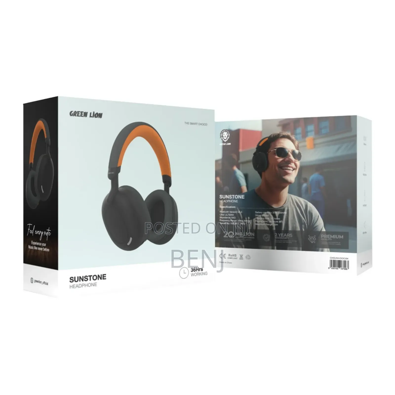 Green Lion Sunstone Headphone | 36 Hours Playtime | BT V5.3