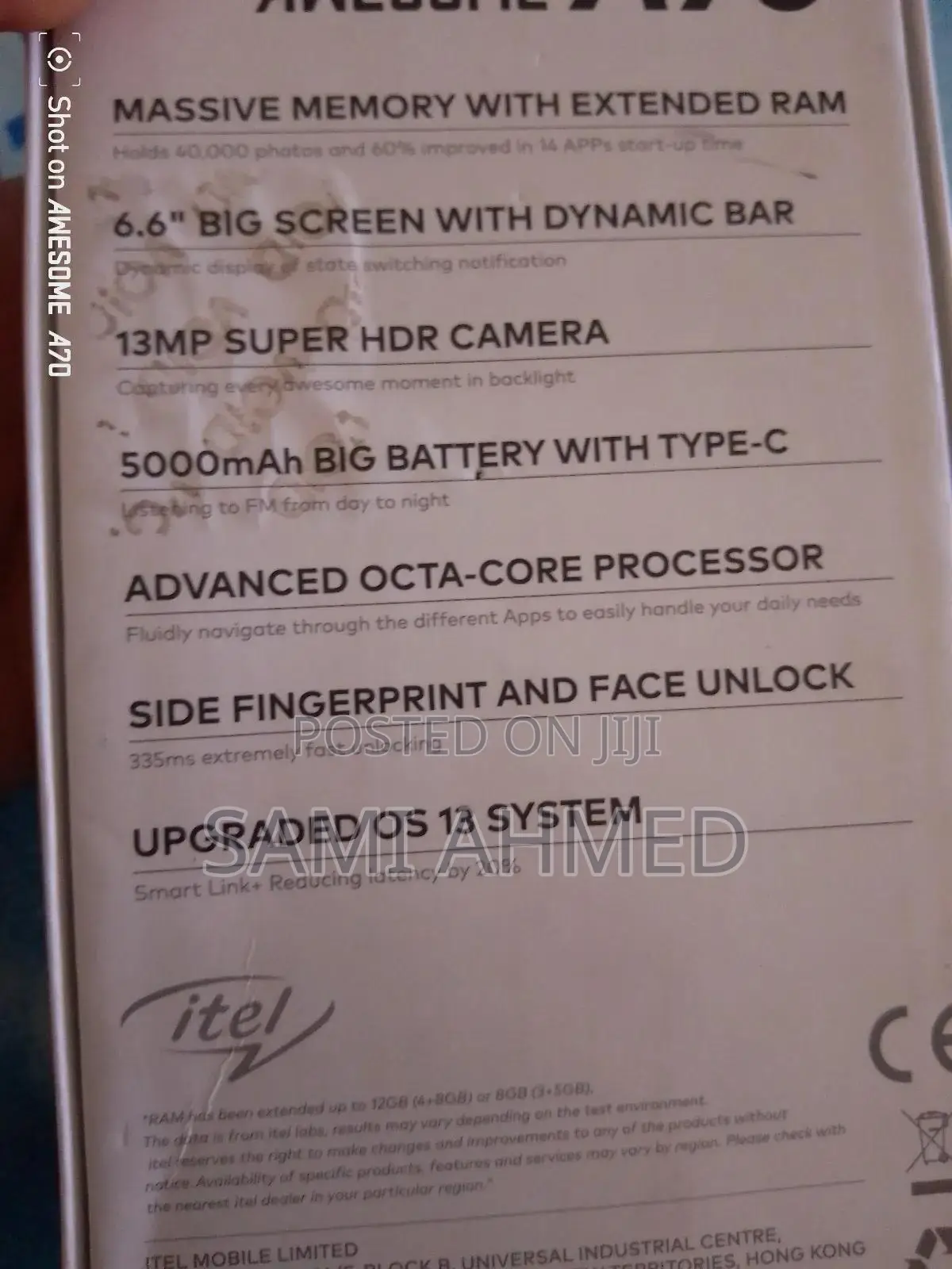 New Itel A70 128 GB Black