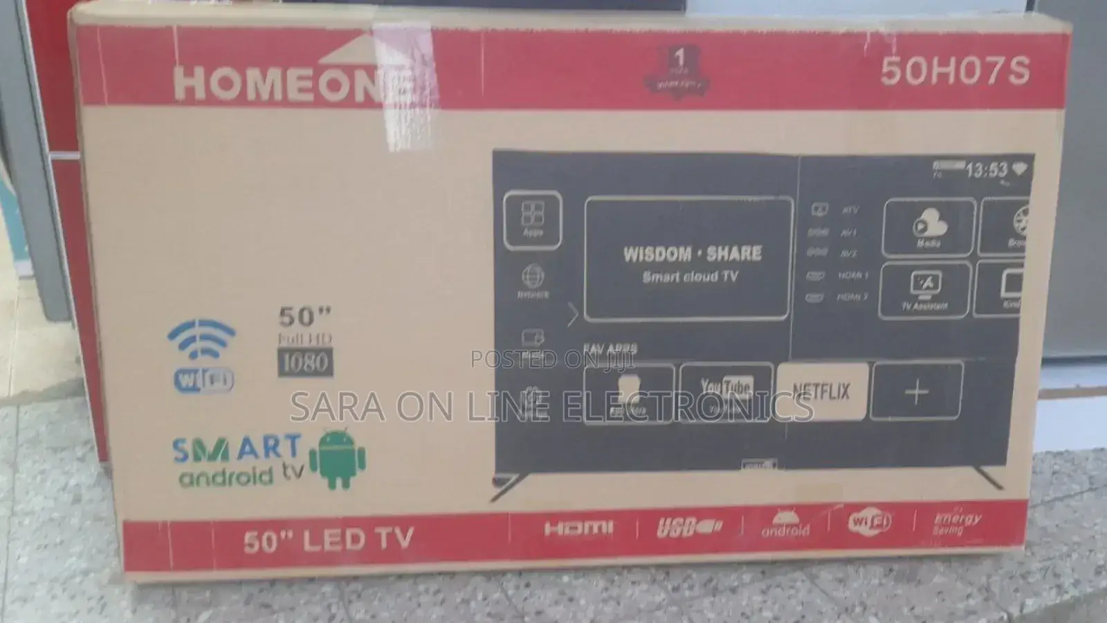 HOME ONE 50" Smart Android TV – Full HD, Wifi, Youtube