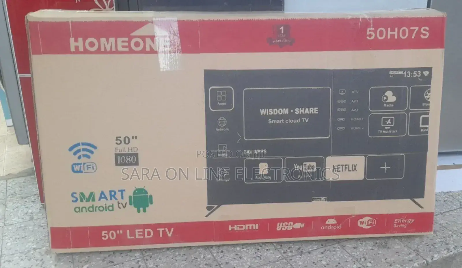 HOME ONE 50" Smart Android TV – Full HD, Wifi, Youtube