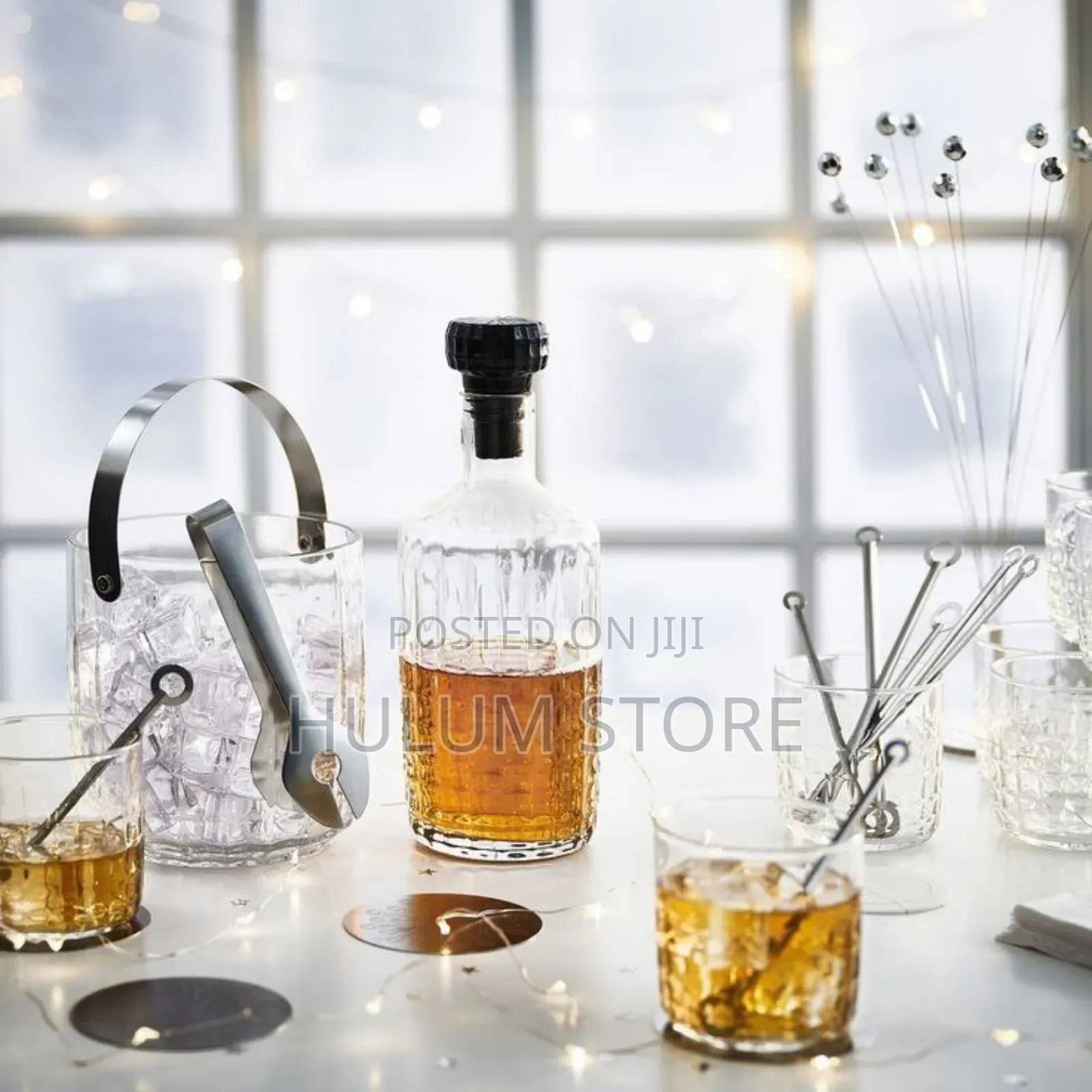 Glass Ice Bucket With Stainless Steel Handle