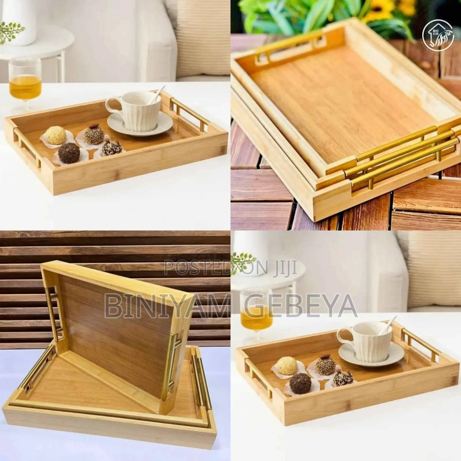 ኳሊቲ ባለ3 የእንጨት ሰርቢስ 3pc BAMBOO SERVING TRAY