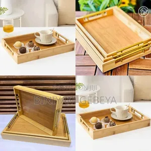 Photo - ኳሊቲ ባለ3 የእንጨት ሰርቢስ 3pc BAMBOO SERVING TRAY