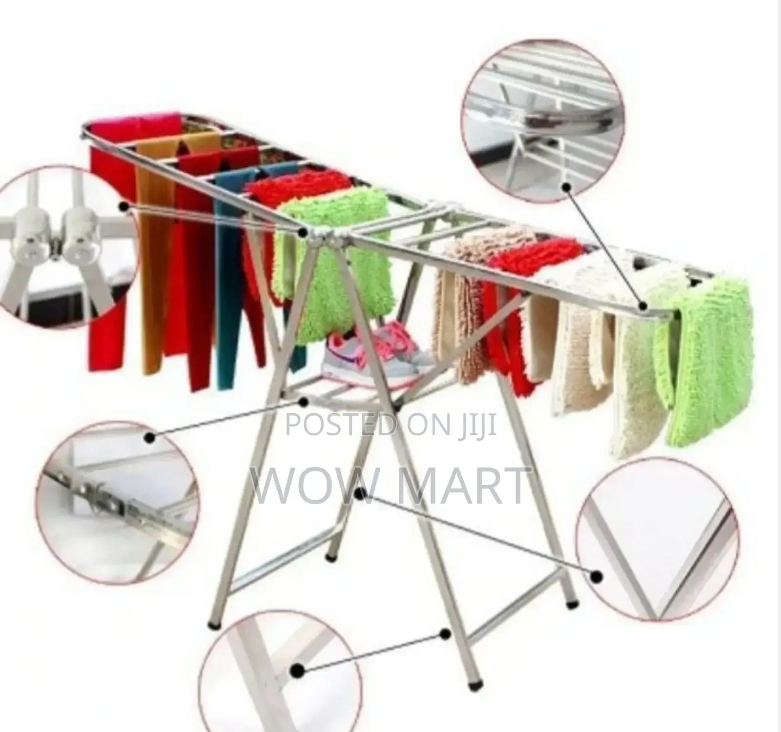 Folding Drying Rack ከወፍራም ብረት የተሰራ የ ልብስ ማስጫ