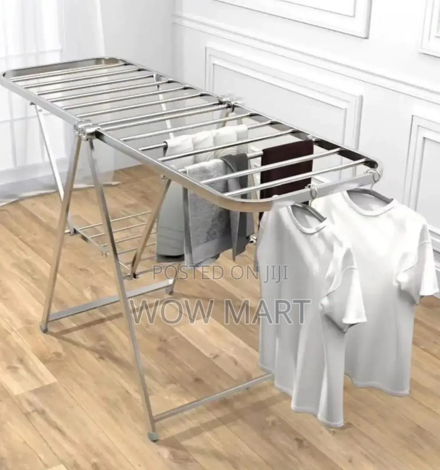Folding Drying Rack ከወፍራም ብረት የተሰራ የ ልብስ ማስጫ
