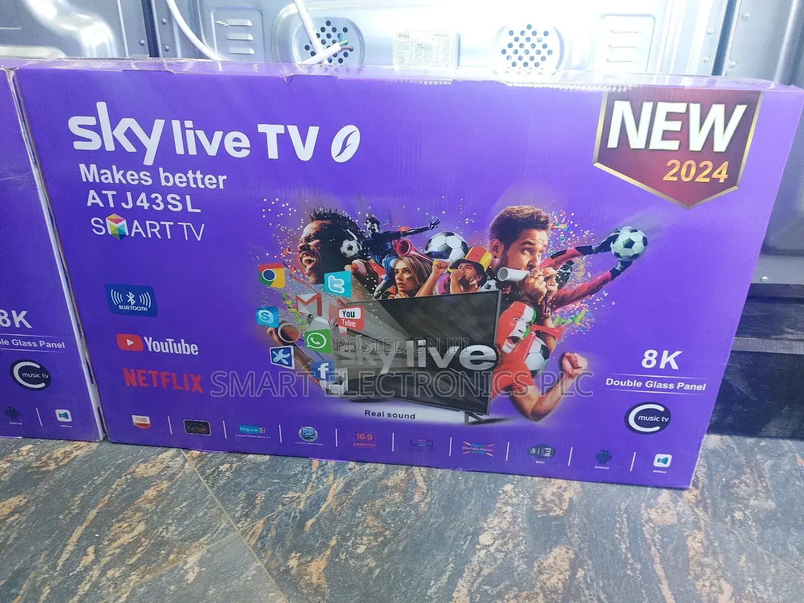 Sky Live 43 Inch Tv Double Glass Smart Tv