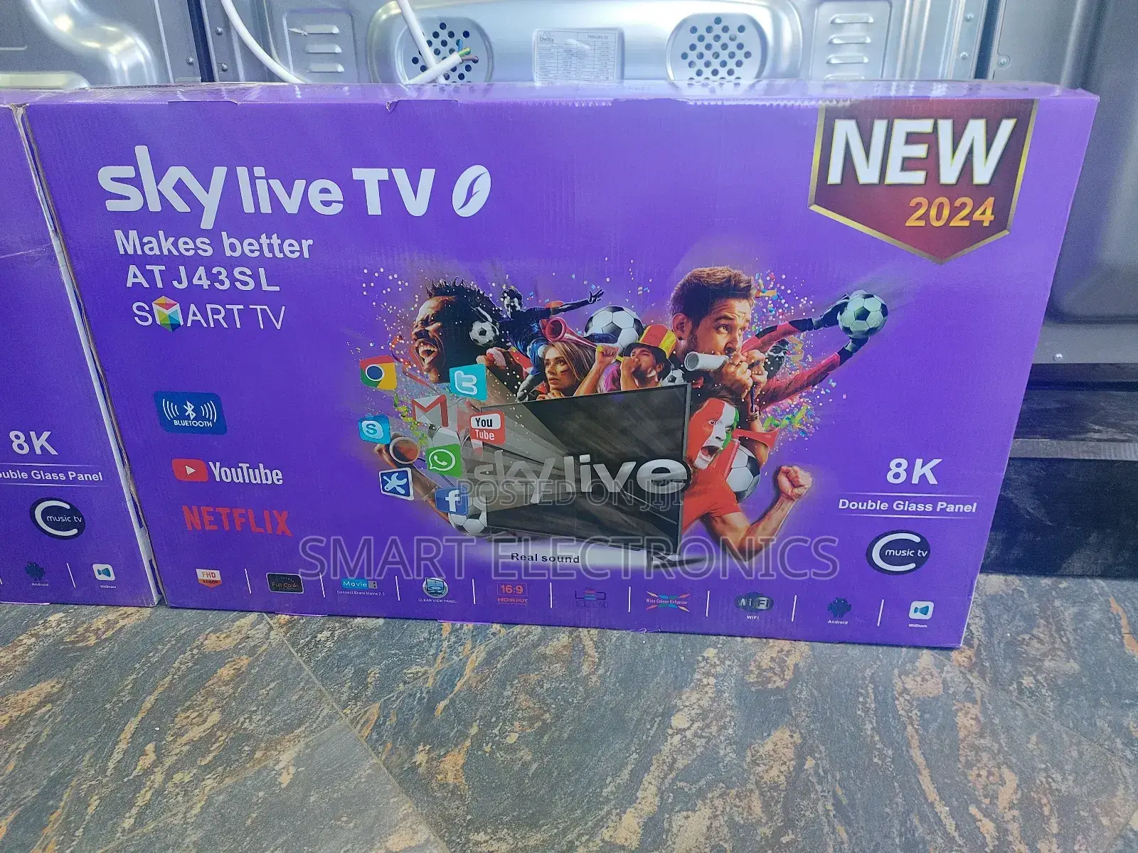 Sky Live 43 Inch Tv Double Glass Smart Tv