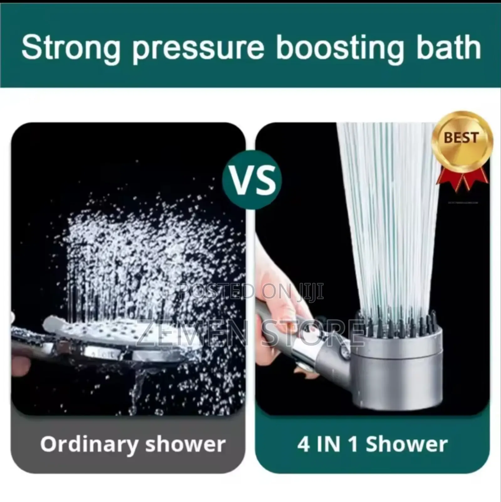 360° High-Pressure Shower Head – Powerful Water-Saving