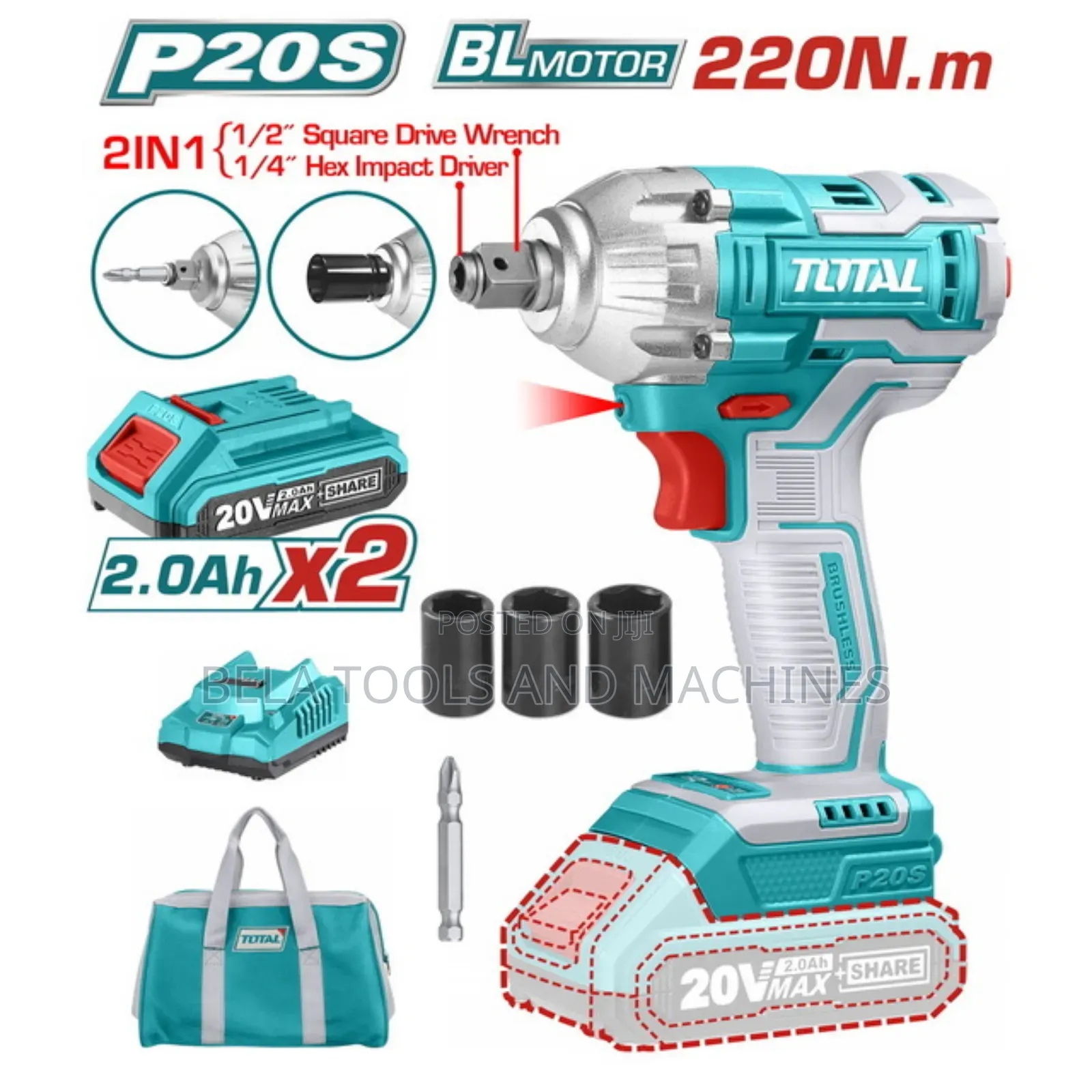 2in1 Cordless Impact Wrench Total and Screw Driver