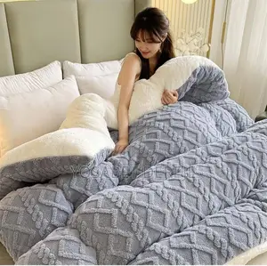3piece Geometric Fluffy Fleece Comforter Set