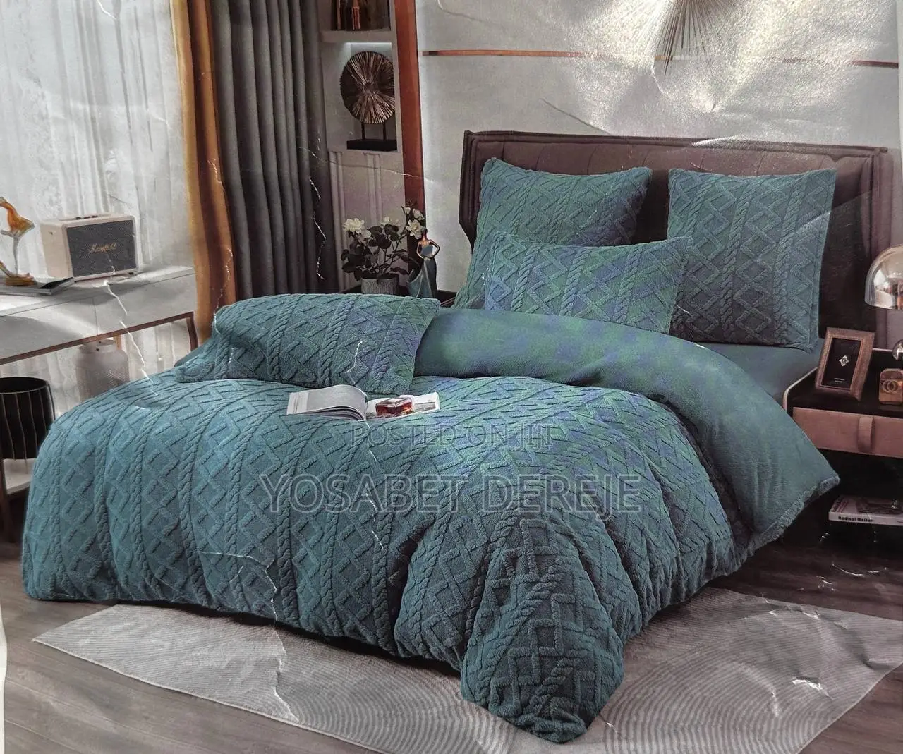 3piece Geometric Fluffy Fleece Comforter Set