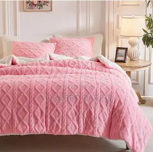3piece Geometric Fluffy Fleece Comforter Set