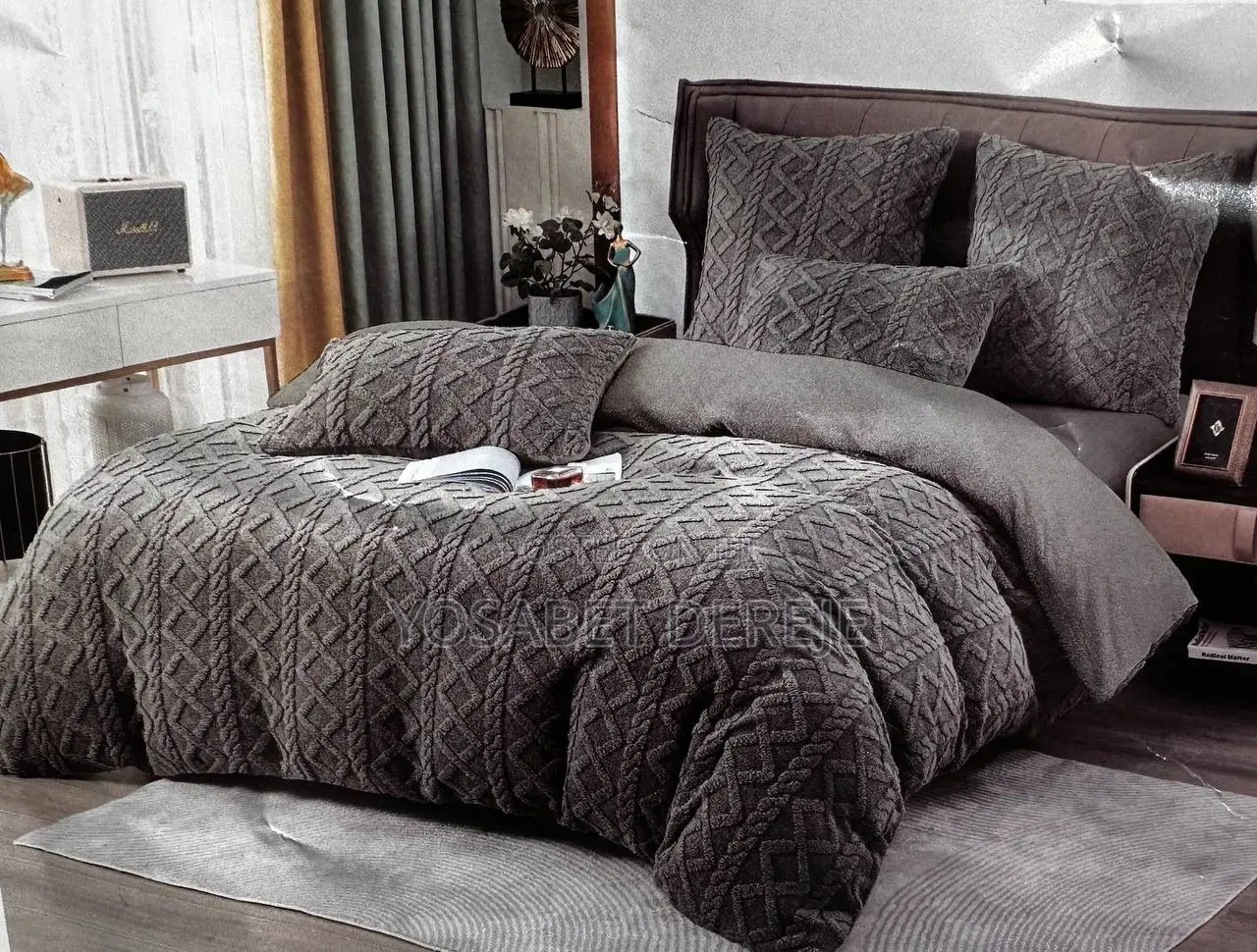 3piece Geometric Fluffy Fleece Comforter Set