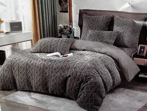 3piece Geometric Fluffy Fleece Comforter Set