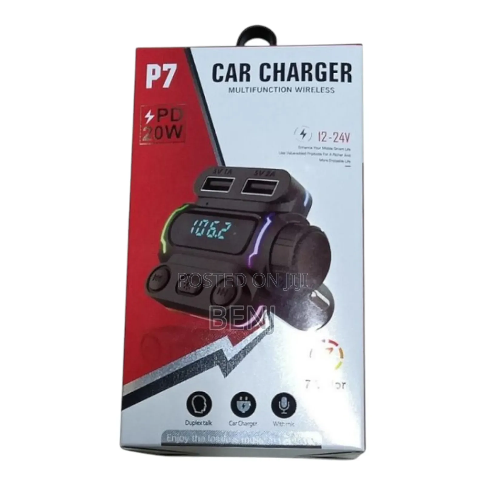 P7 in Car Dual Charger | Mp3 Player | Fm Reciver | Bluetooth