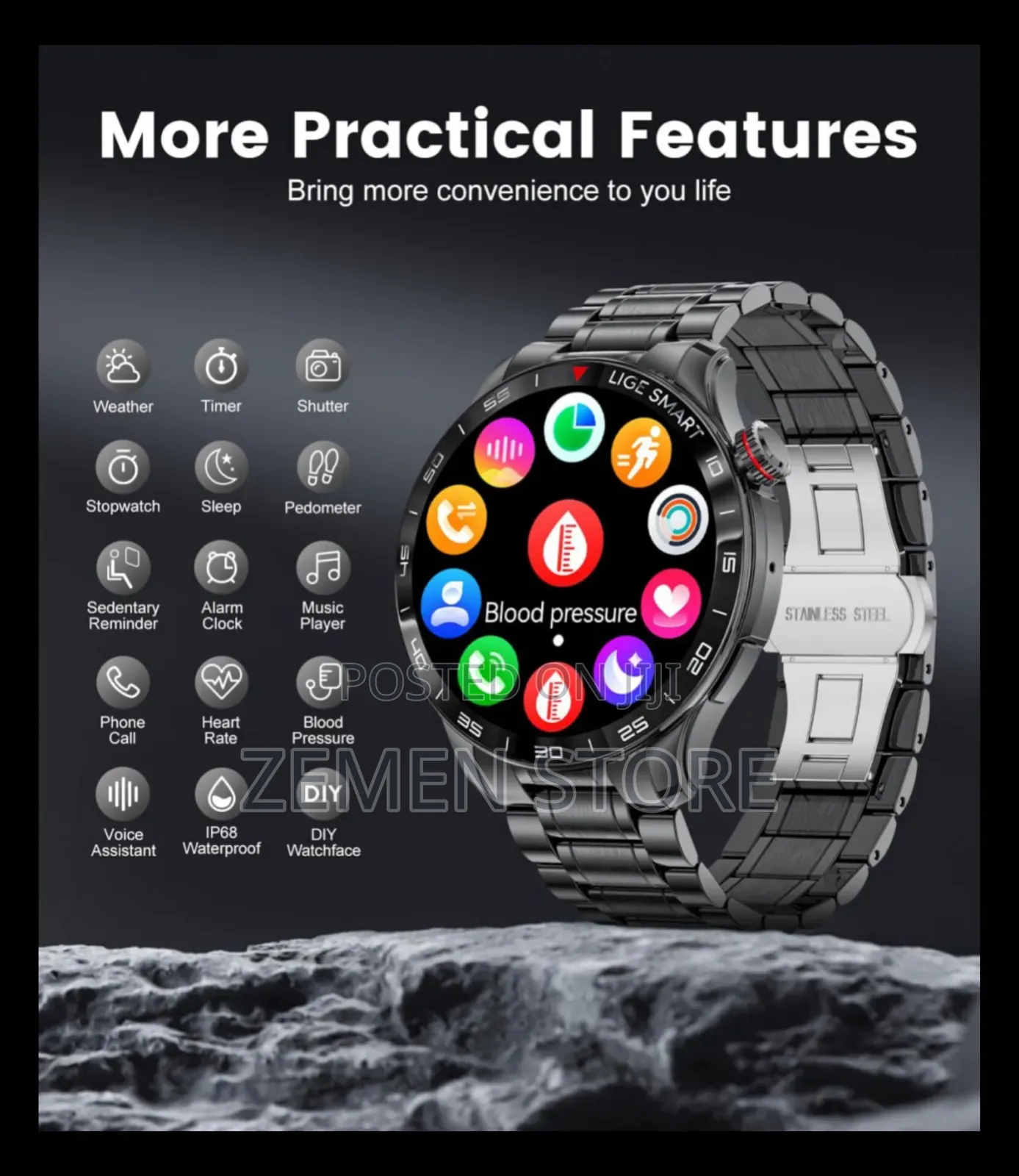 LIGE Smartwatch – AMOLED Display, Bluetooth Call Tracker