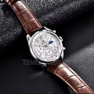 BENYAR Stainless Steel Quartz Leather Chronograph Watch